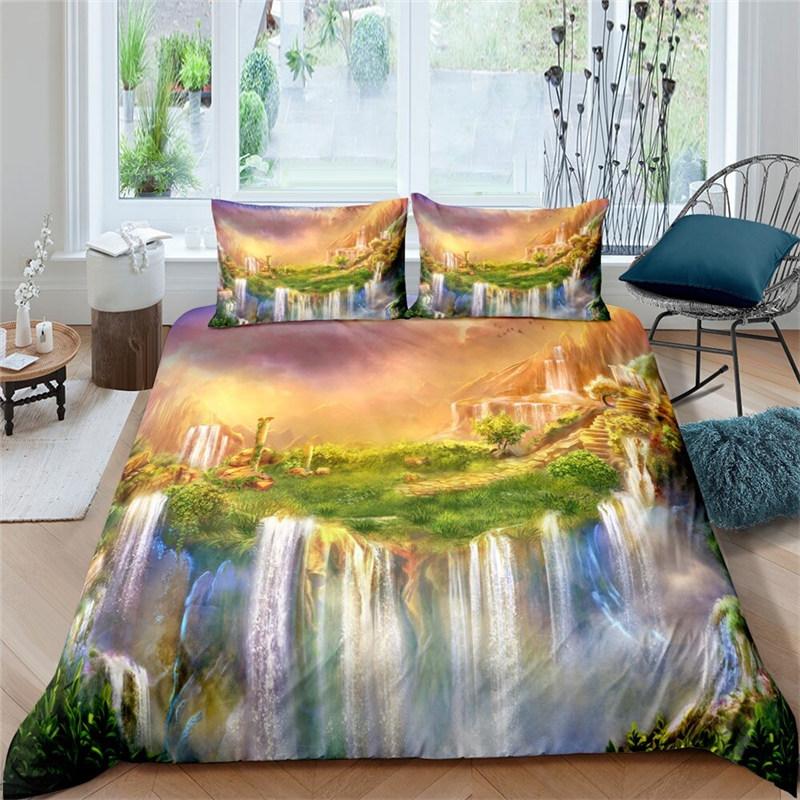 Snow Mountain Soft Duvet Cover Set Natural Lpluscape Warm Comforter Cover Microfiber Dream Waterfal Beding Set Twin King for Young Girls Ten