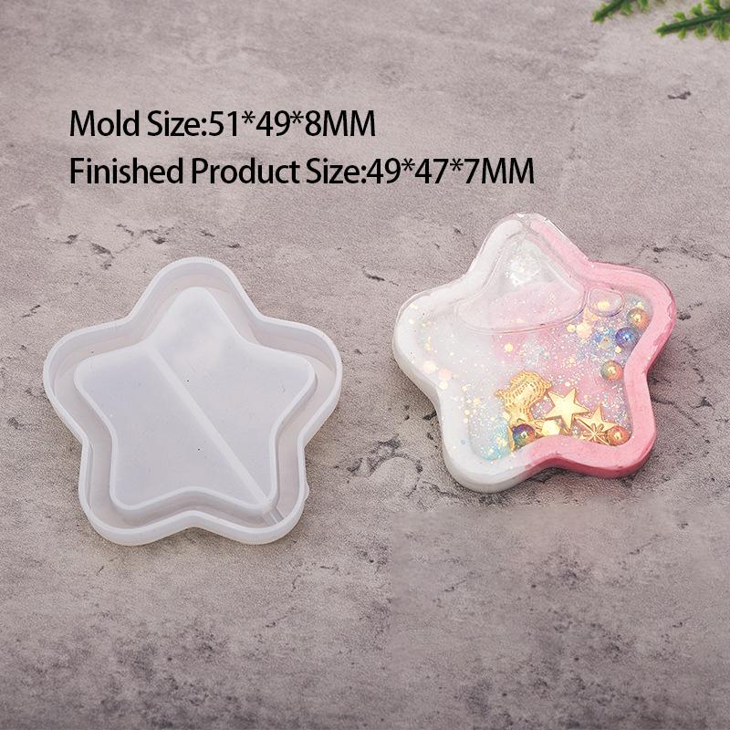 5PCS DIY Crystal Drip Glue Flowing Sand Pendant Mold Moon Love Cat Face Irregular Hanging Pendant Silicone Mold