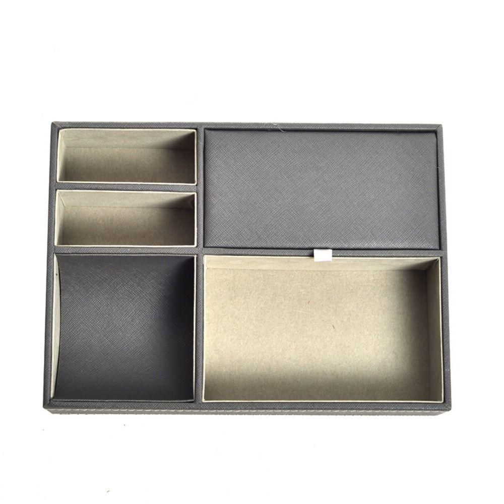 Multifunctional Men's Valet Tray PU Leather Jewelry Boxes Durable Desk Organizer Box  Women
