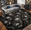 1pc Macabre Skull Area Rug, Gothic Horror Skeleton Bone Pattern Carpet for Living Room, Bedroom, Home Office, Hallway, Non-slip