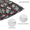 Custom Roses Floral Death Skull Cushion Cover 40x40cm Polyester Gothic Skeleton Throw Pillow Case for Car  Pillowcase Decoration
