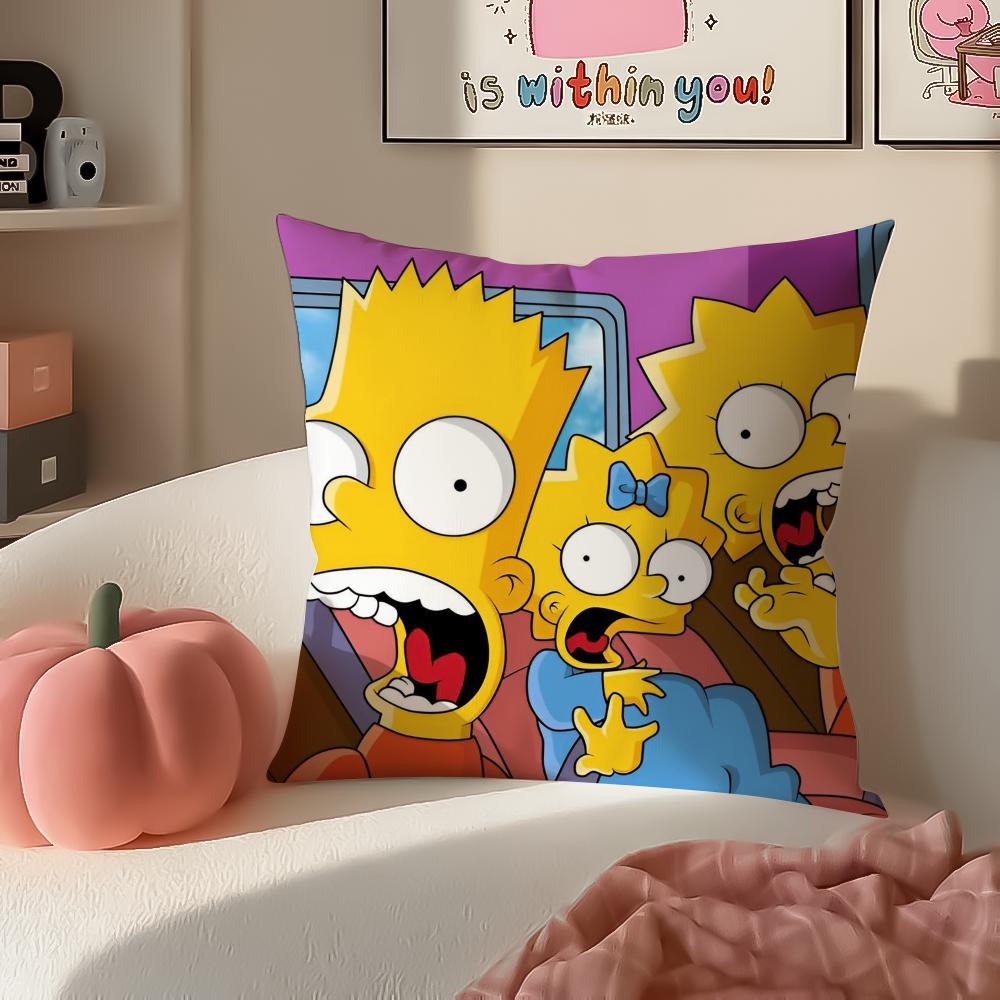 Funny Cartoon TThe Simpsons Cushion Cover Pillowcase Short Plush Invisible Zipper Room Sofa Cushion Cover