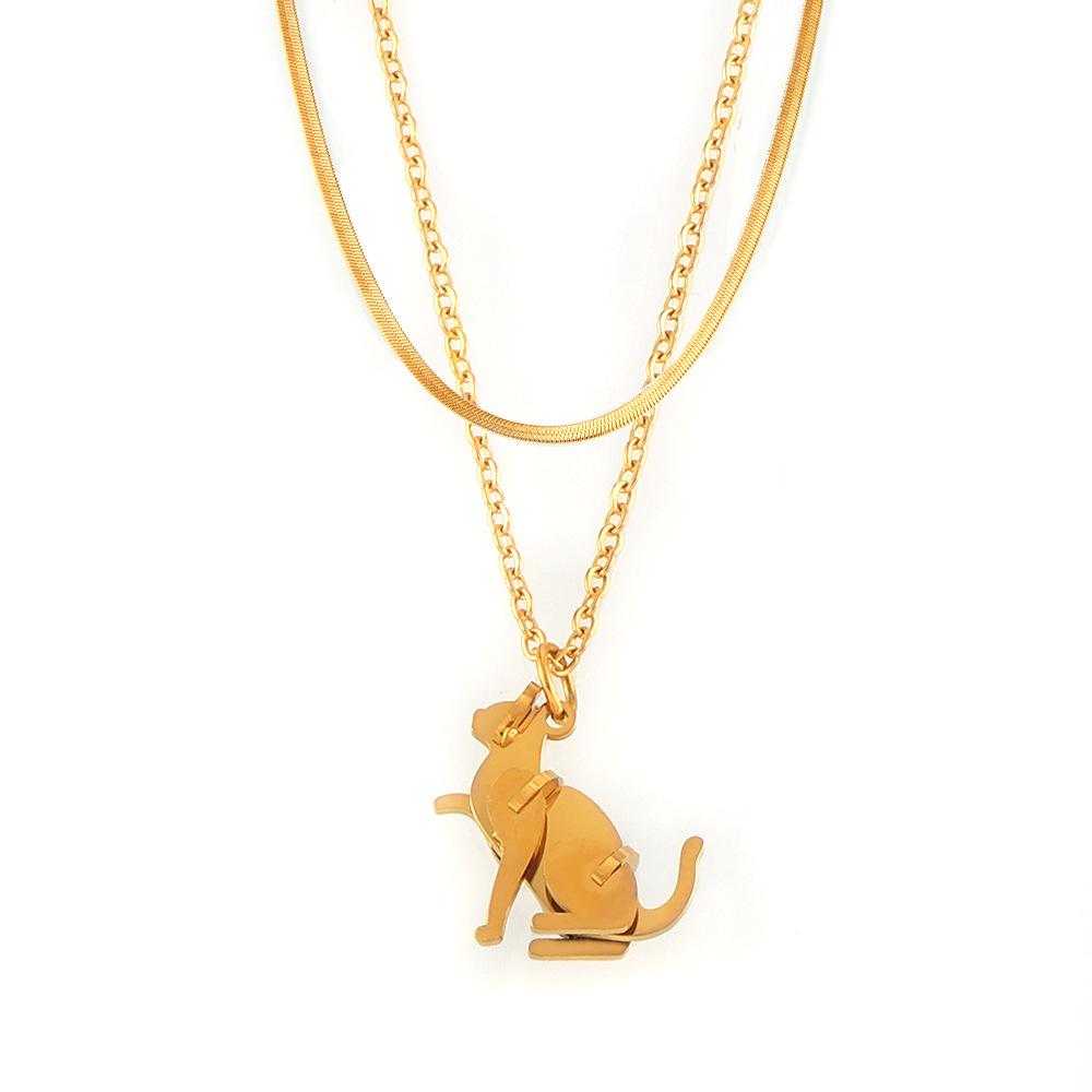 18k Gold-Plated European Style Animal Pendant Necklace – Titanium Steel, Versatile, Fashion Jewelry for Women.