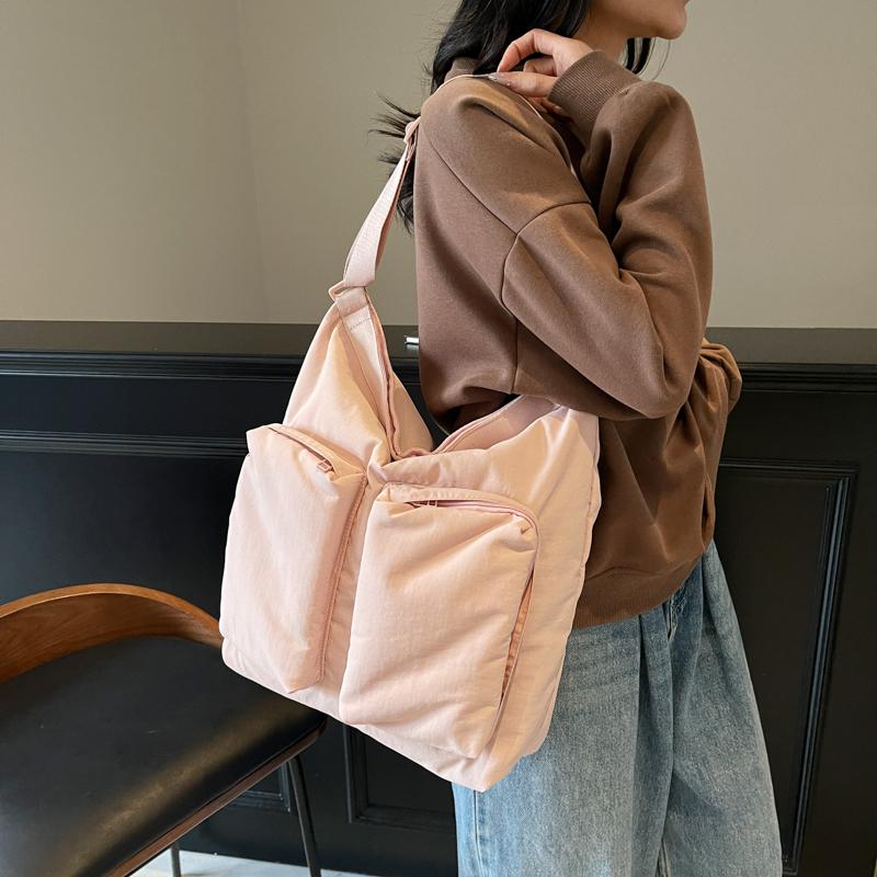 Damen Schultertasche Einfarbig Tragetasche Studenten Reisetasche