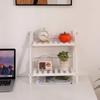 Wooden Desktop Storage Shelf 2-Tiers Foldable Multi-functional Trapezoidal Desk Display Rack Office Storage Rack Flower stand