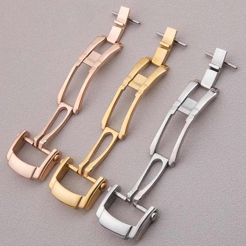 Universal Strainless Fold Buckle For Patek Strap Philippe Leather Rubber Watch Band Clasp For Nautilus Butterfly Buckle 18mm