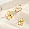 Flower Rings,french Vintage Style 18K Gold Plated Large Hollow Floral Statement Ring Aesthetic Open Brand Jewelry for Women