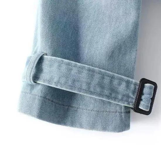 Dżinsowy krótki płaszcz damski luźny płaszcz z kołnierzykiem dla lalek trencz wiosna jesień