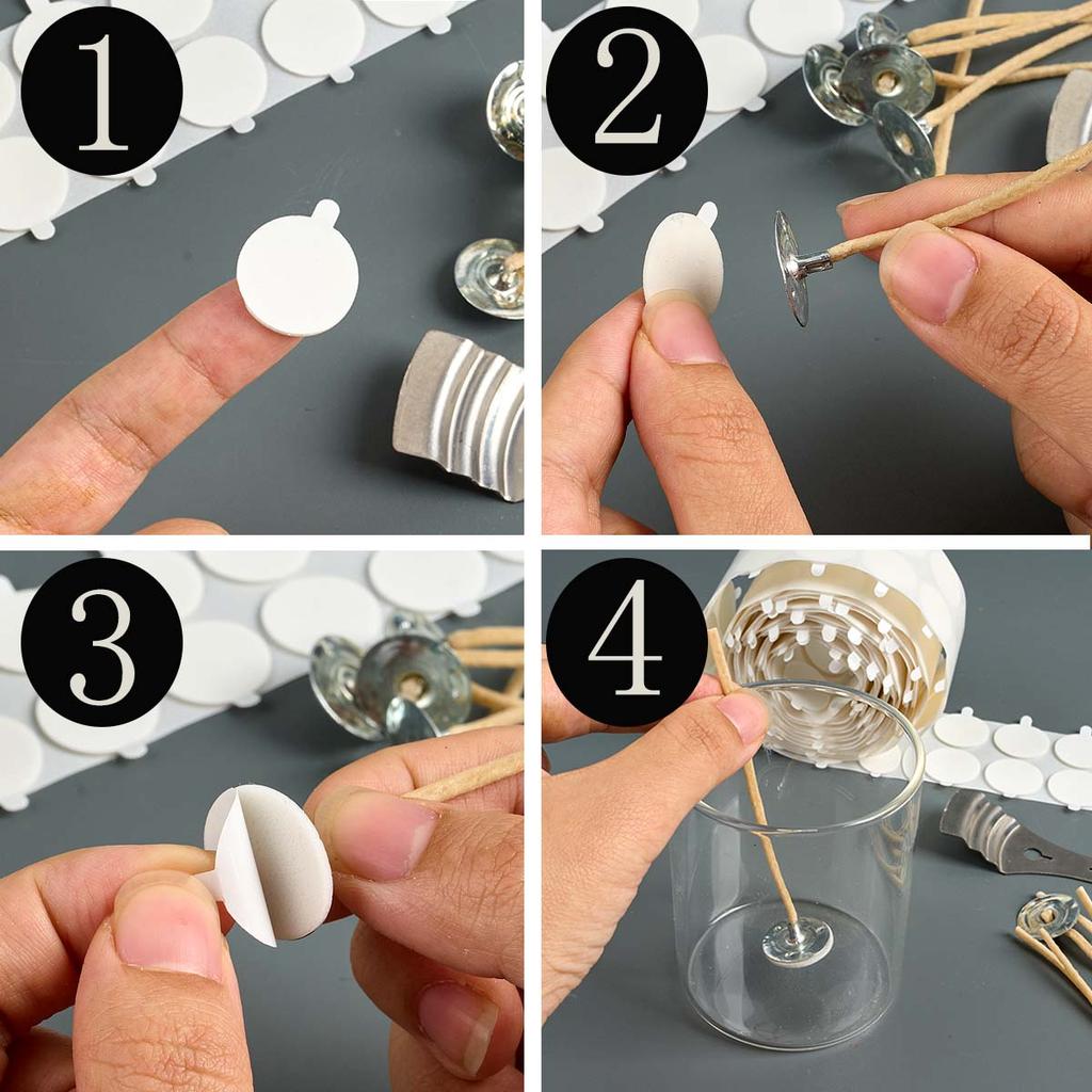 15mm/20mm Candle Wick Stickers White Adhesive Heat Resistance Foam Double-sided Tape DIY Aromath Wax Craft Making Kits Supplie