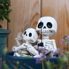 Halloween Skeleton Fishing Statue Parent-Child Fishing Skull Figurine  for Landscape Yard Lawn Pond Pool Decor