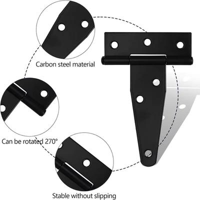 3/4/6inch Door Hinges Metal Heavy Duty Gate Strap Hinges with Screws Rustproof T Shaped Door Hinges