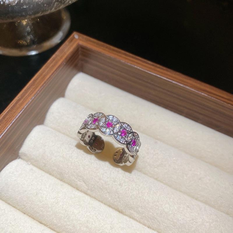 Medieval Vintage Zircon Texture Open Ring Niche High-end Index Finger Ring Light Luxury Personality Temperament Jewelry