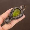 Natürlicher grüner Opal, Rosenquarz, handgefertigter Anhänger aus Kupferdraht, 8,9 cm, m6S29