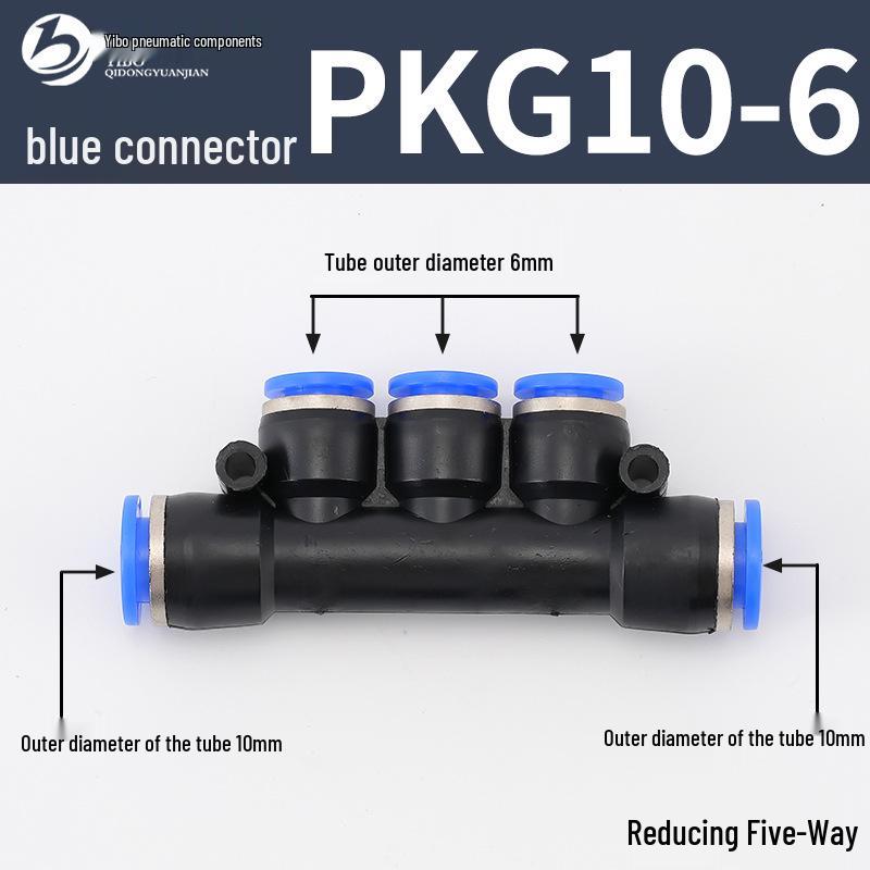 Wirtschaftlicher blauer pneumatischer Schnellkuppler: Gerade, T-Stück, Vierweg, Fünfweg, Reduzierstück für PU/PE/PY/PZA/PK/PV