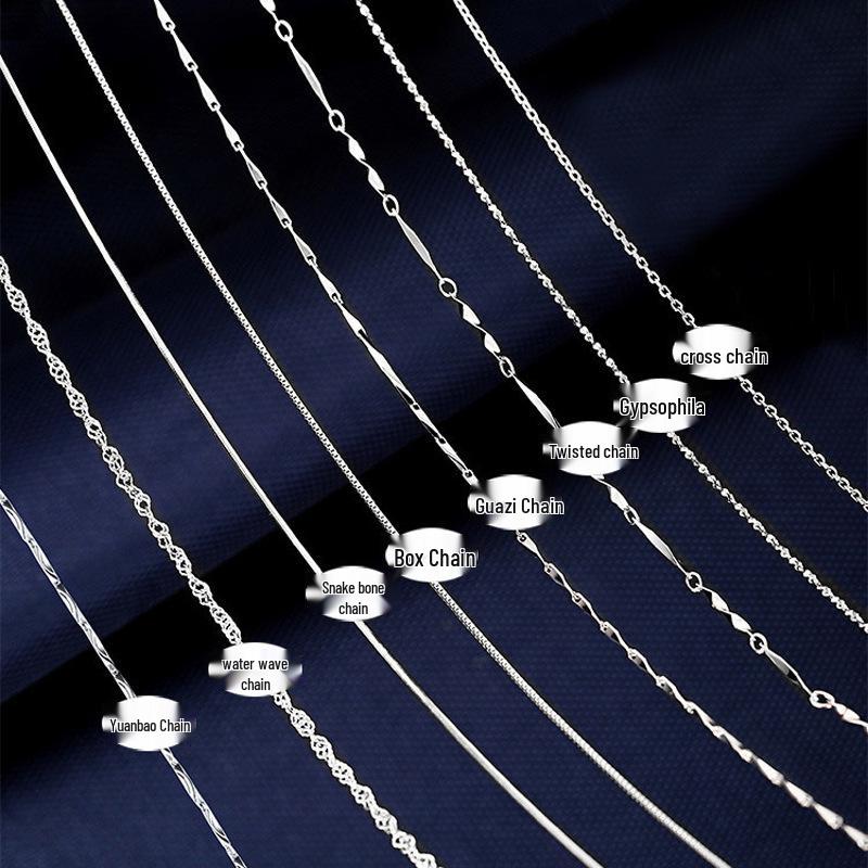 Univerzální náhrdelník z mědi a sterlingového stříbra - řetízky typu box, křížek, vodní vlna, holý, klíční kost, hadí kost.