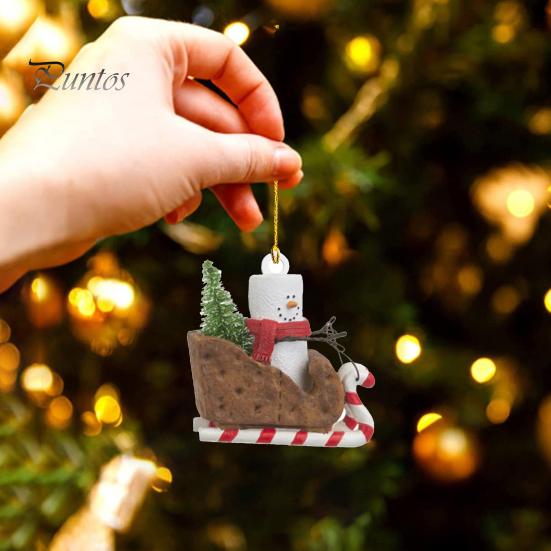 Vánoční závěsná dekorace sněhulák 3D akrylové opakovaně použitelné auto zpětné zrcátko kreslený přívěsek vánoční stromeček ozdoba na párty dárky
