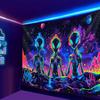 VIKAMA Alien Tapestry BlueEyed Alien Psychedelic Starry Sky Bedroom Party SciFi Decorative Art Wall Background