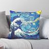 Great Wave Hokusai Starry Night Van Gogh Square Pillowcase Polyester Linen Velvet Creative Decor Throw Pillow Case Home Cushion
