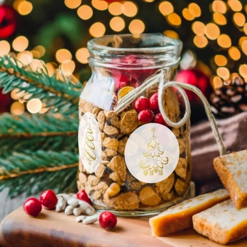 500 Stück Klare Dekorative Aufkleber Frohe Weihnachten Aufkleber Umschlag Siegel Weihnachtsbaum Etikett für Basteldekoration