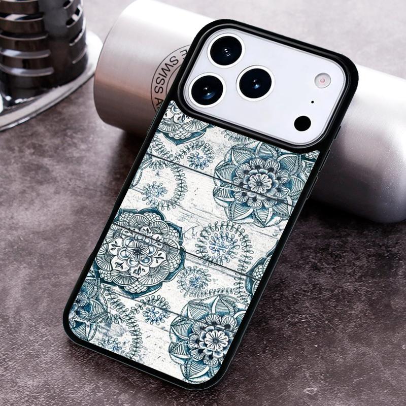 

Mandala Wood Floral Phone Case for iPhone 17 16 15 Pro Max Air 14 13 12 11 Plus Shockproof Capa Cover iPhone Air