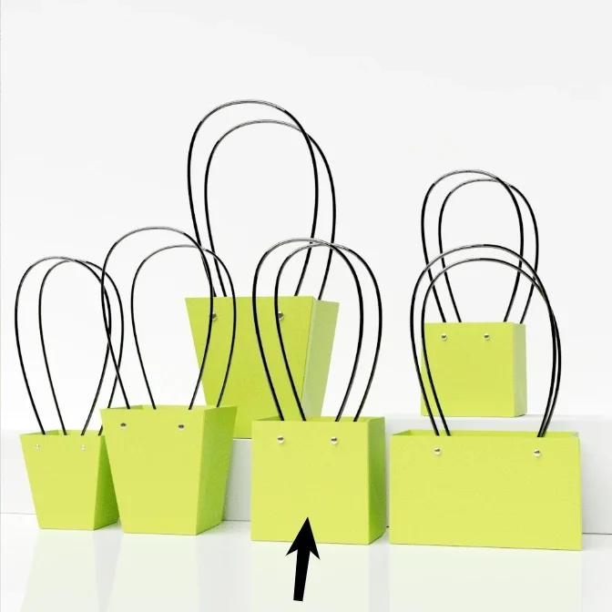 Paper Box Pink Kraft Paper Tote Bag Square Gift Bag  Flower Shop Supplies Valentine's Day Party 10pcs Fresh Flower Packaging