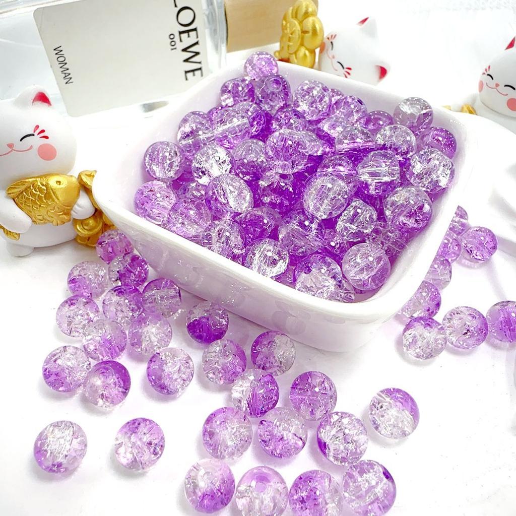 10mm Crackle Glass Round Beads, Loose Spacer Beads DIY Accessories for Bracelet Making 50pcs