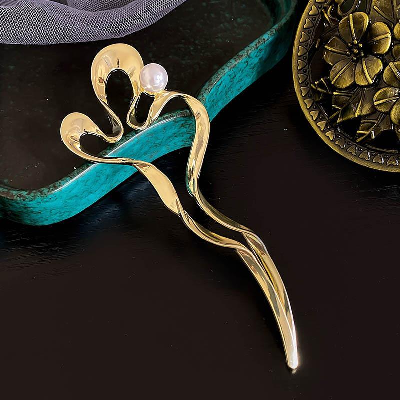 New Fashion Metal Pearl Hair Stick for Women Elegant Chinese Style Light Luxury U Shape Hairpin Hair Jewelry Accessories Gifts