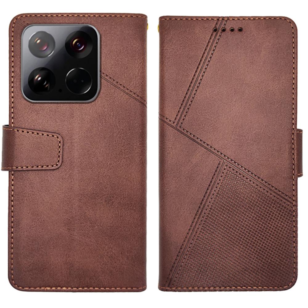 IDEWEI For Xiaomi 15 Case Leather Wallet Phone Cover Stand Calf Texture