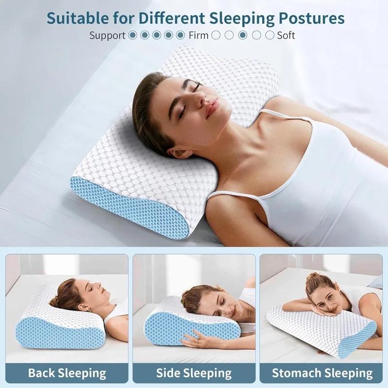 Memory Foam Pillows Neck Pillow for Sleeping Ergonomic Cervical Pillow Orthopedic Contour Pillow for Side Back Stomach Sleeper