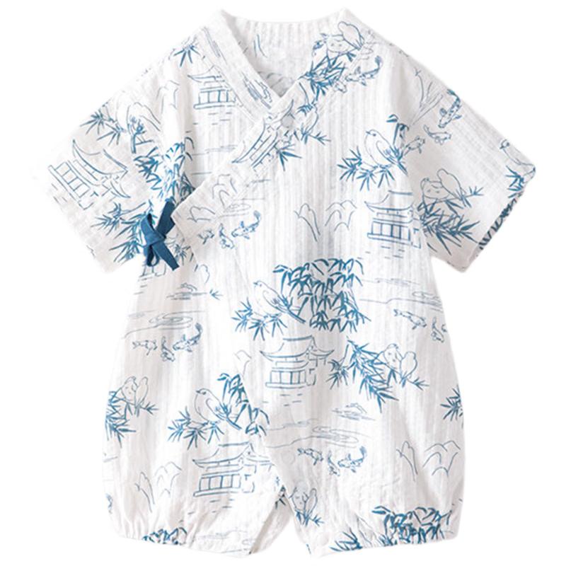 Детский боди-ромпер из чистого хлопка с коротким рукавом 90