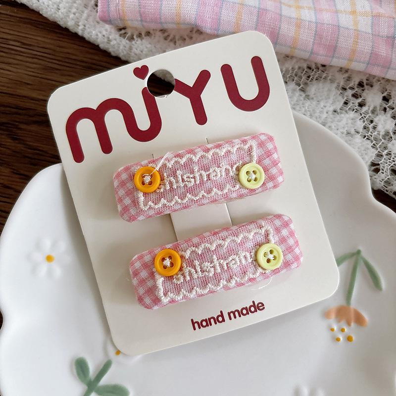 2pcs Pink Hairpins Fabric Lace Butterfly Baby Girls BB Clip Bangs Hairpin Embroidery Cute Children's Hairpin Hair Clips Headwear