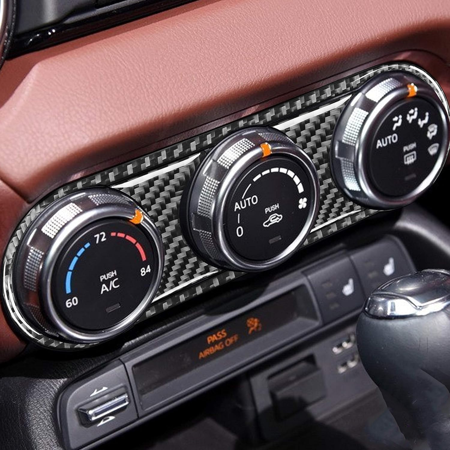 

RRX Car Center Dash Board AC Panel Air Conditioning Control Button Climate Control Switch Sticker Carbon Fiber Accessories for Mazda MX 5 Miata ND CF