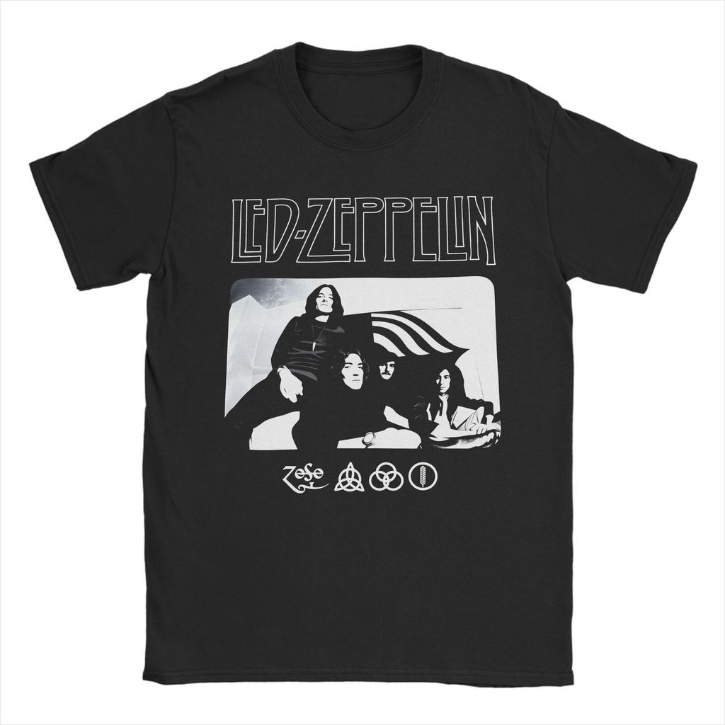 The Mother Ship Led Zeppelin TShirts Men  Vintage 100 Cotton Tees Round Collar Short Sleeve T Shirts Plus Size Tops