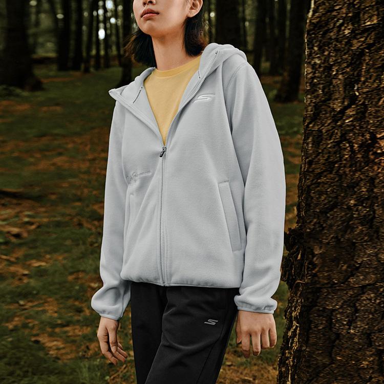 Skechers Hooded Zipper Fleece Jacket Women Jackets Arctic-Ice-Blue P423W071-03JF