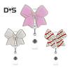 Bow Badge Reel for ID Card Badge 360 Degree Rotation Clip Sparkling Non-Slip Retractable Badge Holder Clip for Doctor Nurse Medical Staff Office