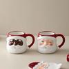 Weihnachtstasse Großes Fassungsvermögen 650ml Keramiktasse Unterglasurfarbe Weihnachtsmann Wasserbecher Snacks Dessert Untertasse