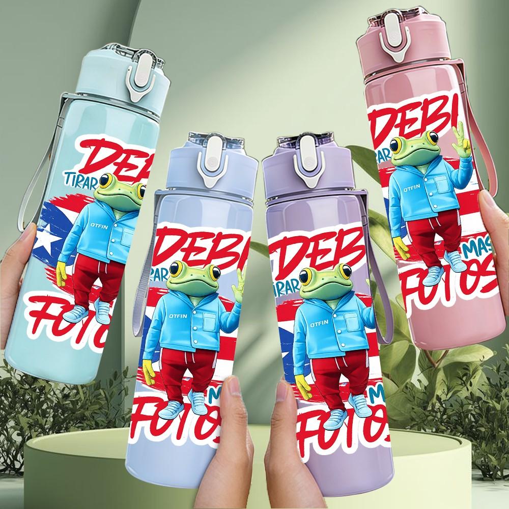 1PC Depi Ratos Graffiti Cartoon Print 750ml Color Plastic Sports Water Bottle Leakproof Flip Straw Lid Suitable for Sports Office Home Use