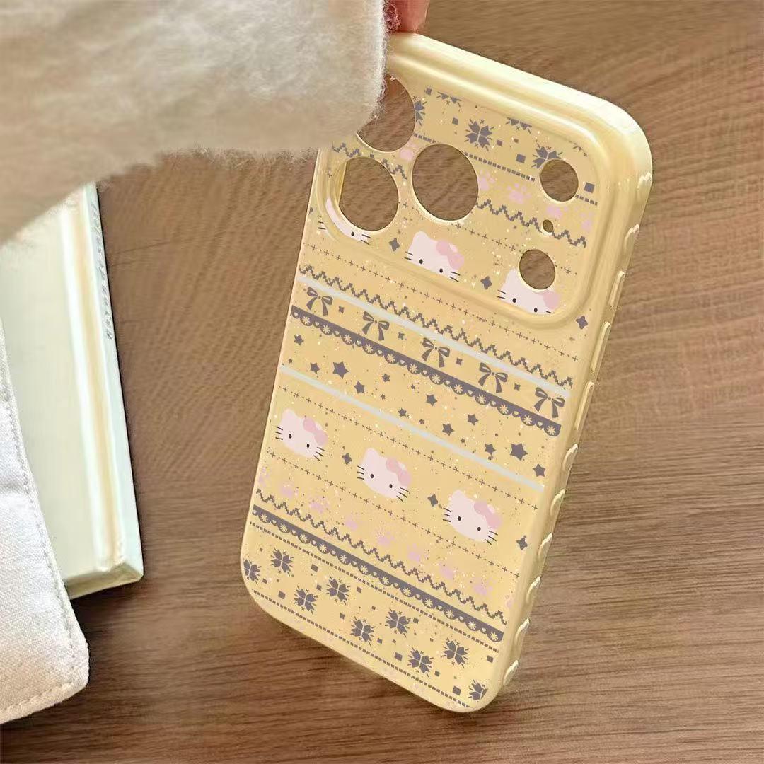 

Hello Kitty Plaid Full-Coverage Phone Case for Apple 17, 16, 15, 14, 13 with Side Heart Design Apple 14