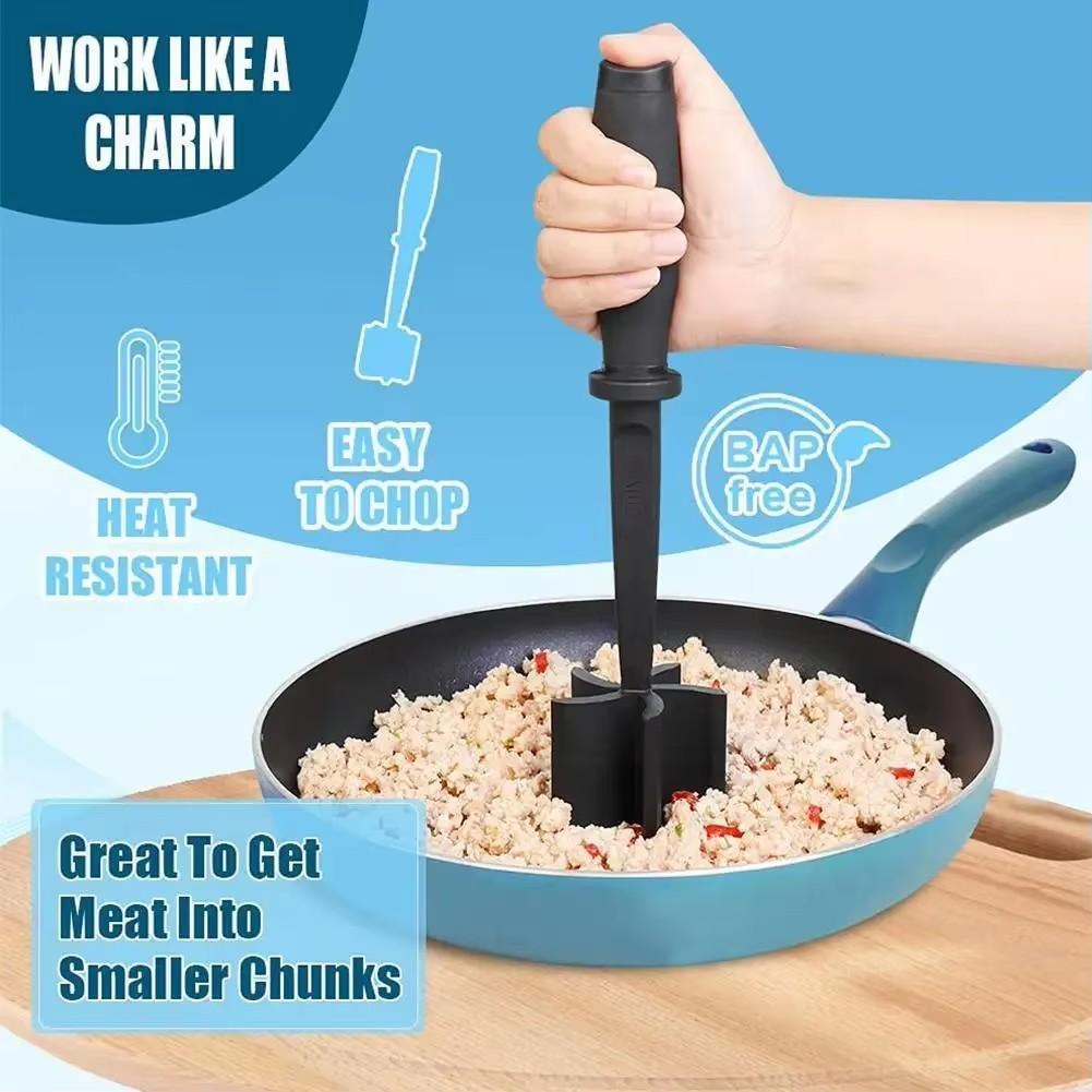 Мясной измельчитель Kitchen Mix с антипригарным покрытием, толкушка для говяжьего фарша, лопатка для смешивания, измельчения и отбивания, скребок для измельчения мяса, кухонная утварь
