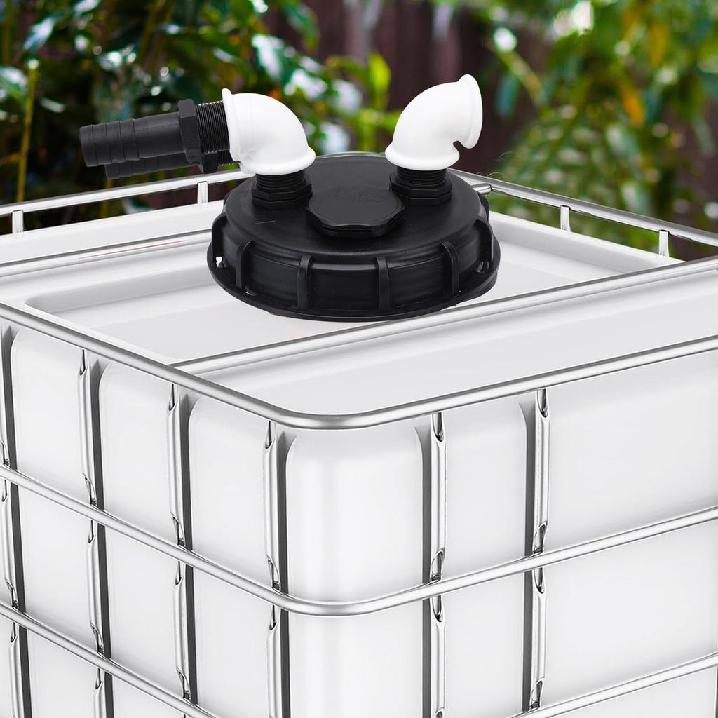 Heavy Duty IBC LID DN 150 with Overfill   and Pump Connection, 25mm Hose 90 Degree Elbow, PP IBC Rainwater Collection Sews for