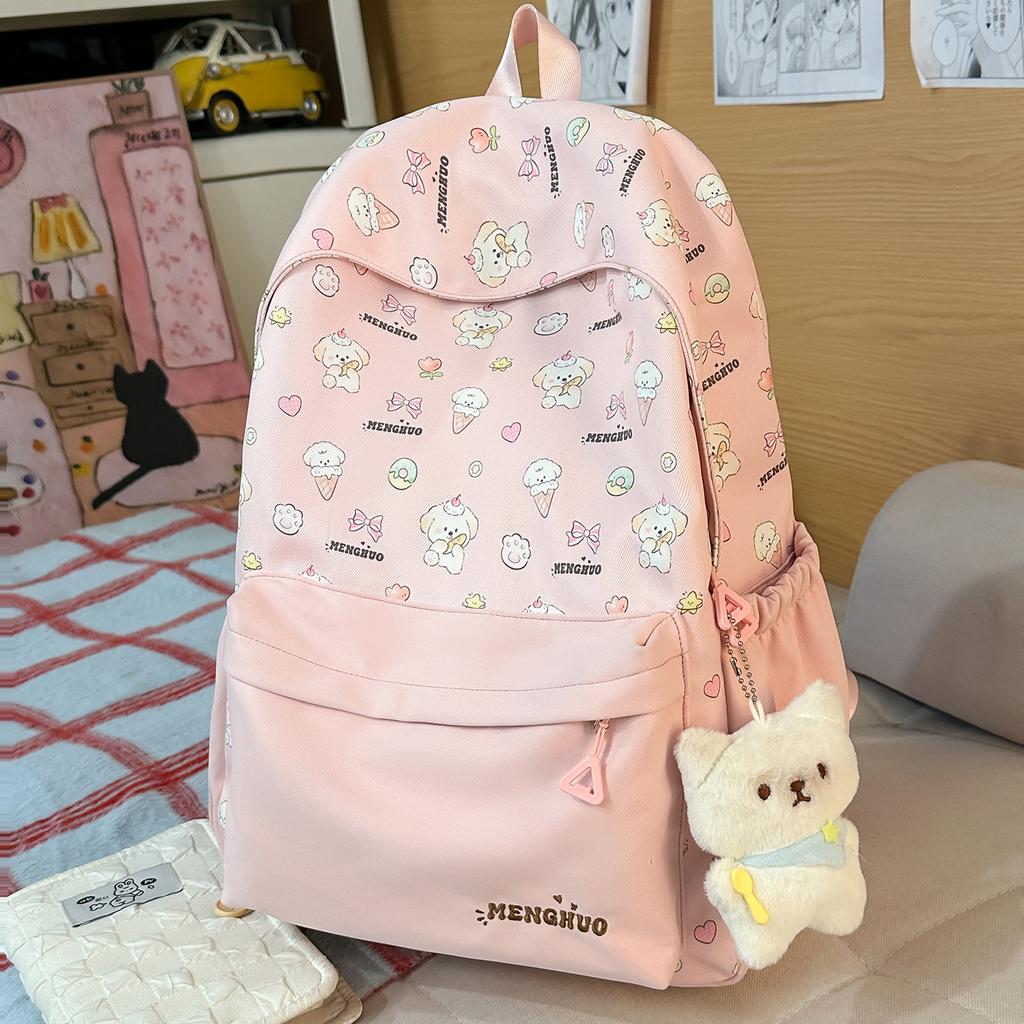 Schoolbag High-value primary and secondary school schoolbag Large capacity Mori small fresh cute ice cream dog lightweight small backpack