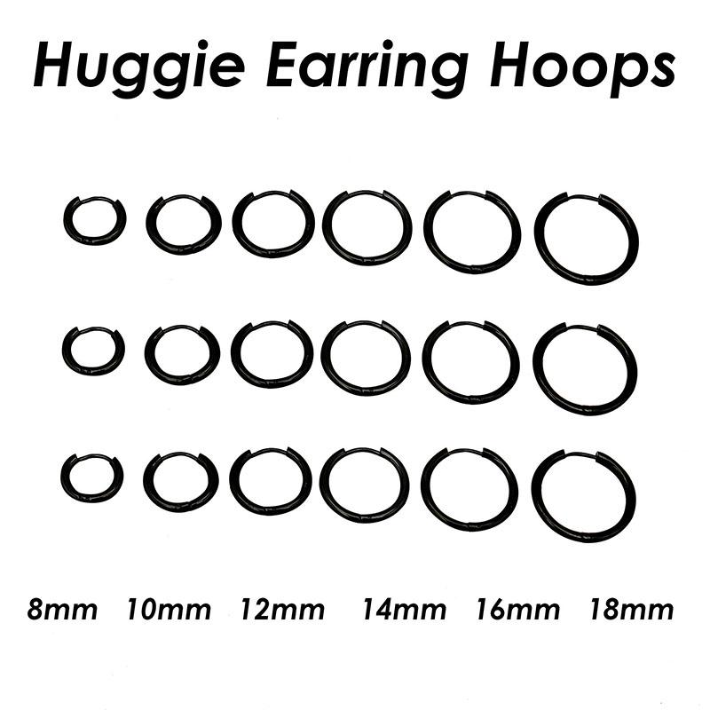 

20 Pieces Stainless Steel Hoop Earrings for Women Men Huggie Earrings Gold Color, Minimalist Huggie Earring Hoops 18mm чорний