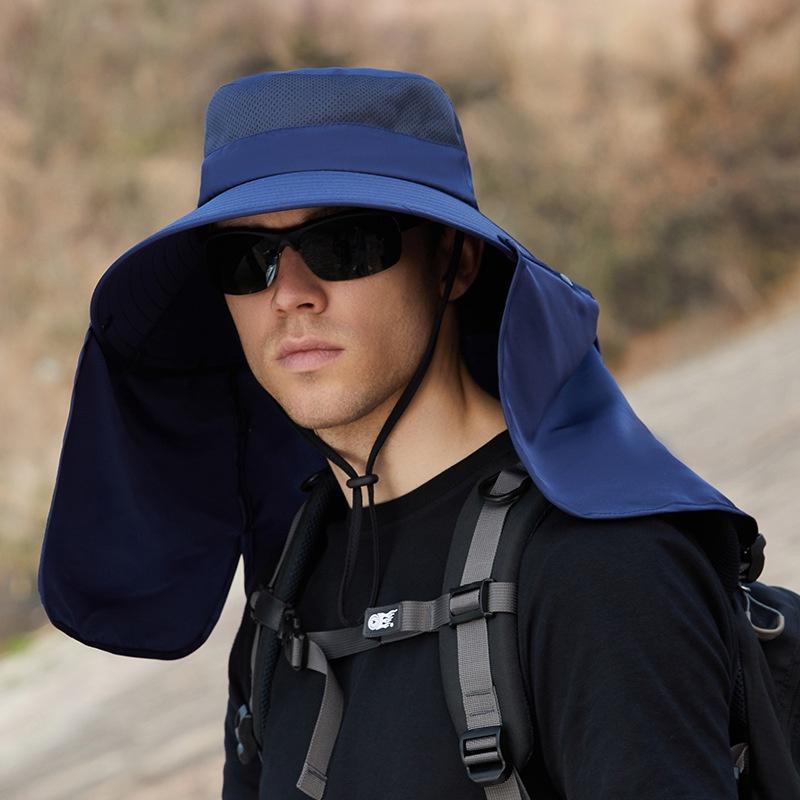 Men'S Fishing Hat Summer Uv Protection Sun Hat With Neck Face Flap Large Brim Shawl Fisherman Cap For Outdoor Hiking Camping