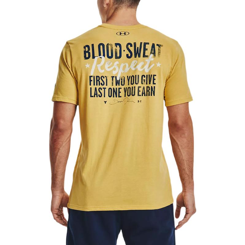 Under Armour Johnson Series Letter Print Short Sleeve T-Shirt Men tops Yellow 1370482-760