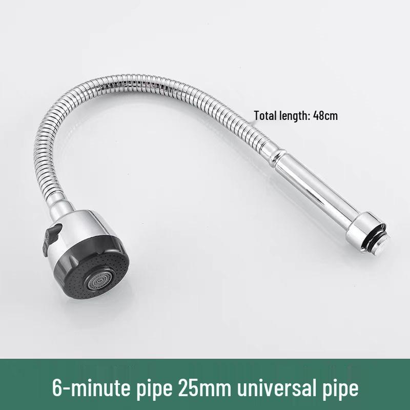 Universal Stainless Steel Kitchen Faucet Spout, Single Handle, Cold/Hot Swivel, Large Bend for Sink Repair