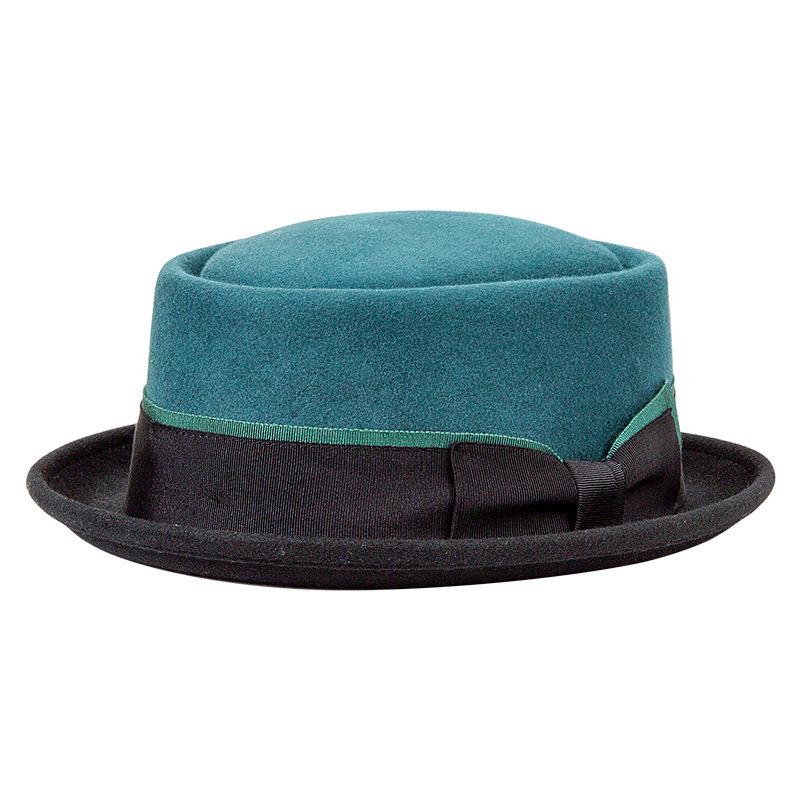 

Autumn and Winter Vintage Premium Wool Felt Pork Pie Hat for Men Women Short Brim Elegant Ribbon Bow Dress Fedora Hat Unisex L 59CM