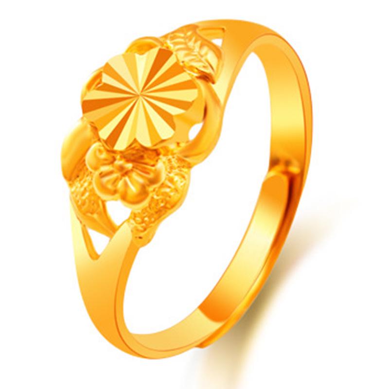 Sweet Imitation Gold Open Ring for Women - Long-Lasting Copper Alloy with Sand Gold Finish