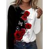 Women's T-Shirts Floral Graphic Stylish Long Sleeve T-shirts Crew Neck Regular Tops Summer Casual Clothes Woman