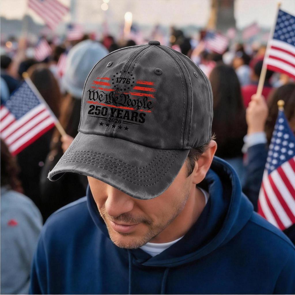 Vintage Adjustable Baseball Cap We The People 250 Years 1776 2026 Anniversary Embroidered Dad Hat for Men Women Unisex Classic Style