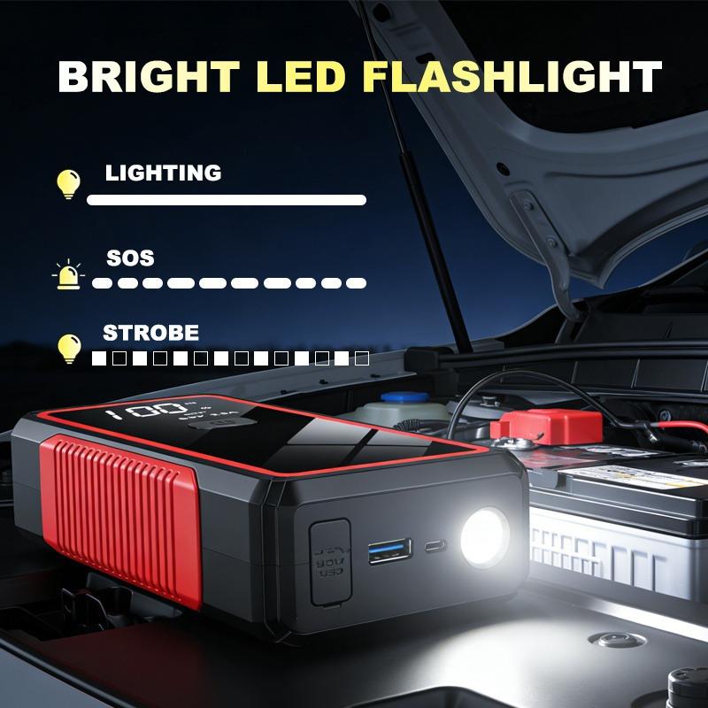 10000mah 12V Portable Charger Emergency Car Jump Starter Booster for Car Battery, Car Jump Box Device Power Bank for 6.0L Gas/4.0L Diesel Car